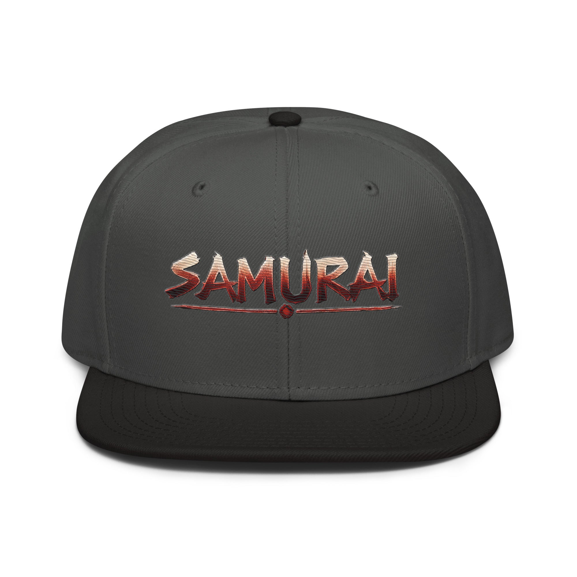 Anime Samurai Warrior Embroidered Flat Bill Snapback Hat