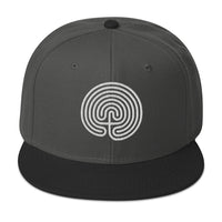 Ancient Labyrinth Maze Symbol Flat Bill Cap embroidered snapback hat, product image 8