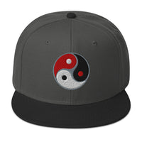 Triple Yin Yang Concept Chinese Symbol Flat Bill Cap embroidered snapback hat, product image 8