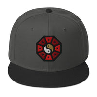 Yin Yang Chinese Wheel Flat Bill Cap embroidered snapback hat, product image 8