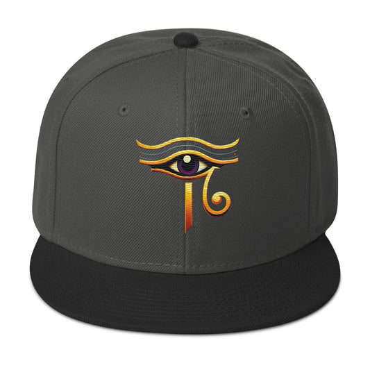 Sun God Eye of Ra Egyptian Occult Flat Bill Cap embroidered snapback hat, product image 1