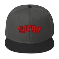 Satan Blood Drip Snapback – Occult 3D Puff Flat Bill Hat, Gothic Satanist Embroidered Cap, Dark Alt Horror Streetwear embroidered snapback hat, product image 8