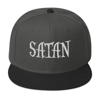 White Satan Pure Evil Snapback – Occult Flat Bill Cap, Gothic Embroidered Hat for Alt Fashion, Horror Dark Streetwear embroidered snapback hat, product image 8