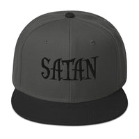 Black Satan Pure Evil Snapback – Occult Flat Bill Cap, Gothic Embroidered Hat for Alt Fashion, Horror Dark Streetwear embroidered snapback hat, product image 8