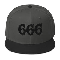 Black 666 embroidered snapback hat, product image 8