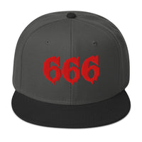 Red 666 embroidered snapback hat, product image 8