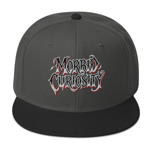 Morbid Curiosity Horror embroidered snapback hat, product image 1