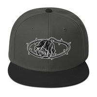 Crown of Thorns Black Death Rose embroidered snapback hat, product image 1