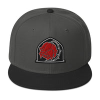 Dying Red Rose embroidered snapback hat, product image 1