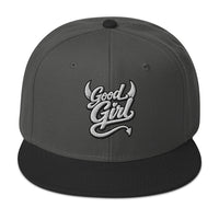 Good Girl Devil Horns and Tail embroidered snapback hat, product image 1
