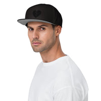 Black Broken Heart Valentines Day Embroidered Flat Bill Cap embroidered snapback hat, product image 4