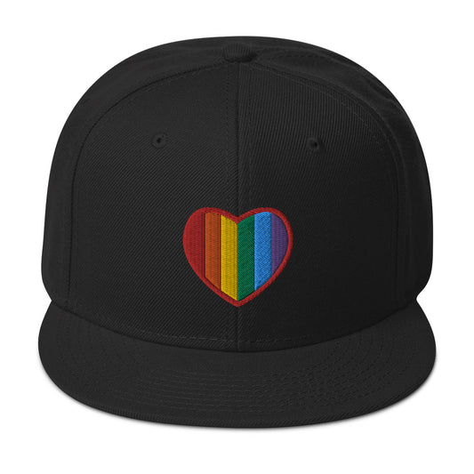 Gay Pride Rainbow Colors Heart Embroidered Flat Bill Cap embroidered snapback hat, product image 1