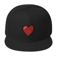 Retro 8 Bit Video Game Pixelated Heart Embroidered Flat Bill Cap embroidered snapback hat, product image 1