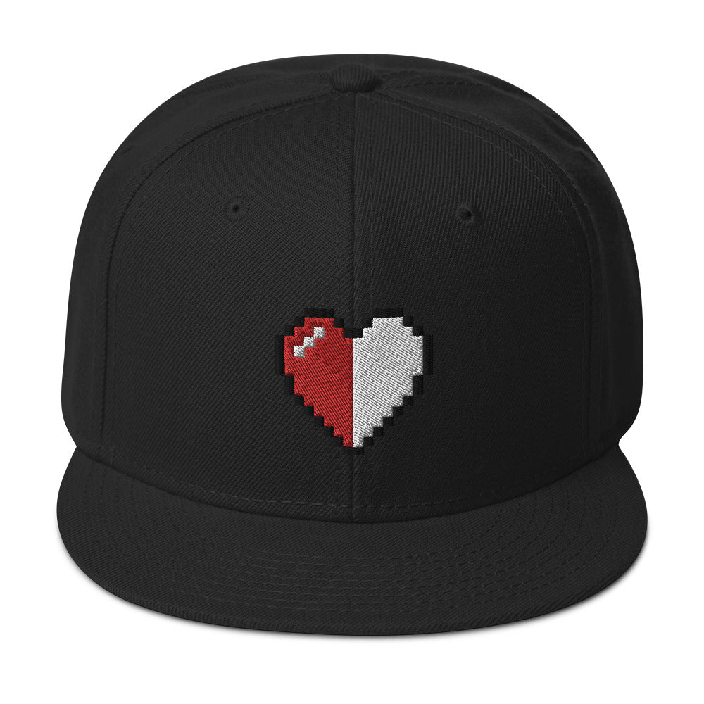 Retro 8 Bit Video Game Pixelated Half Life Heart Embroidered Flat Bill Cap embroidered snapback hat, product image 1
