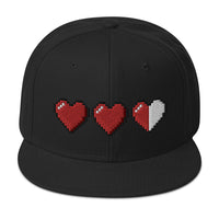 3 Heart Meter Retro 8 Bit Video Game Pixelated Embroidered Flat Bill Cap embroidered snapback hat, product image 1