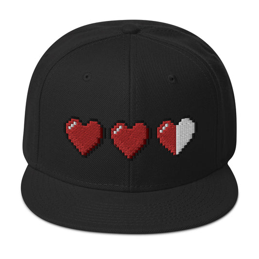 3 Heart Meter Retro 8 Bit Video Game Pixelated Embroidered Flat Bill Cap embroidered snapback hat, product image 1