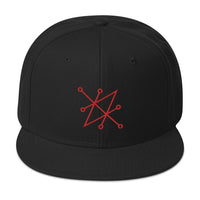 Red Sigil of Fallen Angel Azazel Occult Symbol Embroidered Flat Bill Cap embroidered snapback hat, product image 1