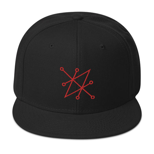 Red Sigil of Fallen Angel Azazel Occult Symbol Embroidered Flat Bill Cap embroidered snapback hat, product image 1