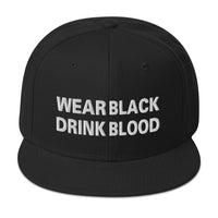 Wear Black Drink Blood Embroidered Flat Bill Cap embroidered snapback hat, product image 1