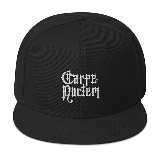 Carpe Noctem Seize The Night Vampire Embroidered Flat Bill Cap embroidered snapback hat, product image 1