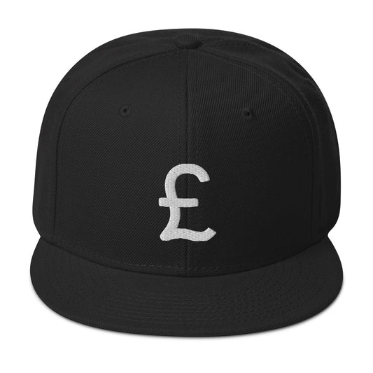 The British Pound Sterling Symbol Money Currency Embroidered Flat Bill Cap embroidered snapback hat, product image 1