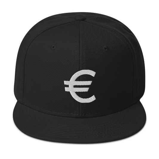 The Euro Currency Money Symbol of European Union Embroidered Flat Bill Cap embroidered snapback hat, product image 1