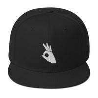 Okay Sign Hand Gesture Symbol Embroidered Flat Bill Cap embroidered snapback hat, product image 1