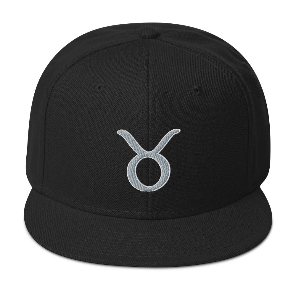Zodiac Sign Taurus Embroidered Flat Bill Cap embroidered snapback hat, product image 1