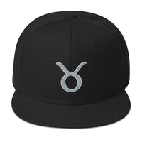 Zodiac Sign Taurus Embroidered Flat Bill Cap embroidered snapback hat, product image 1