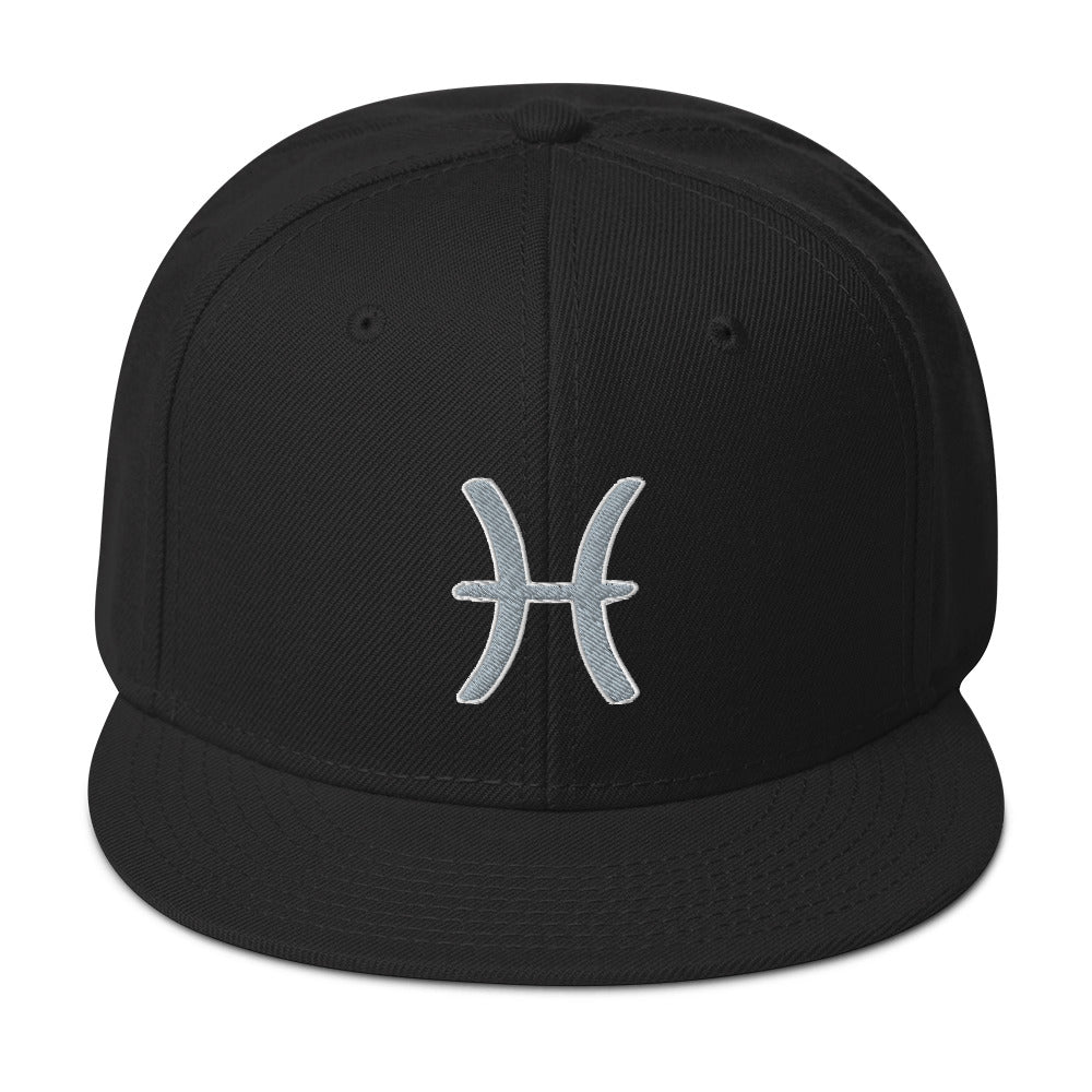 Zodiac Sign Pisces Embroidered Flat Bill Cap embroidered snapback hat, product image 1