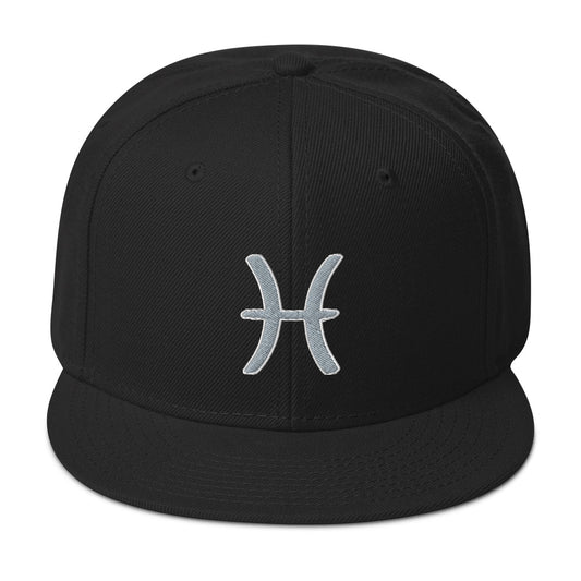 Zodiac Sign Pisces Embroidered Flat Bill Cap embroidered snapback hat, product image 1