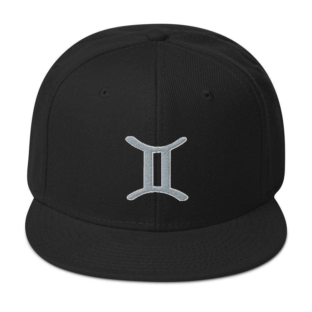 Zodiac Sign Gemini Embroidered Flat Bill Cap embroidered snapback hat, product image 1