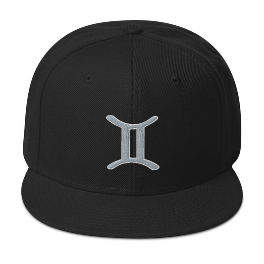 Zodiac Sign Gemini Embroidered Flat Bill Cap embroidered snapback hat, product image 1