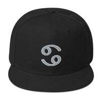 Zodiac Sign Cancer Embroidered Flat Bill Cap embroidered snapback hat, product image 1