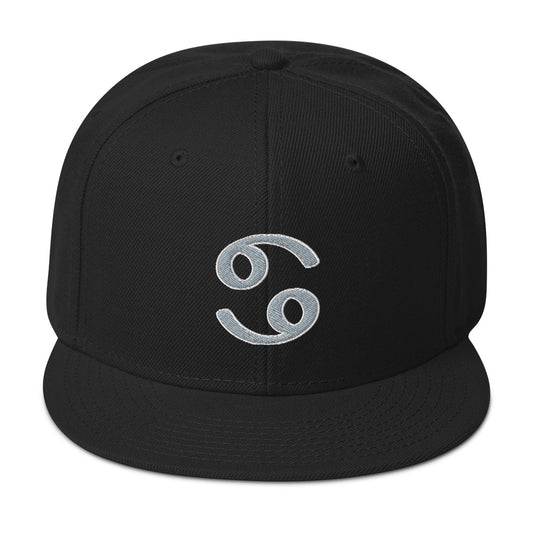 Zodiac Sign Cancer Embroidered Flat Bill Cap embroidered snapback hat, product image 1