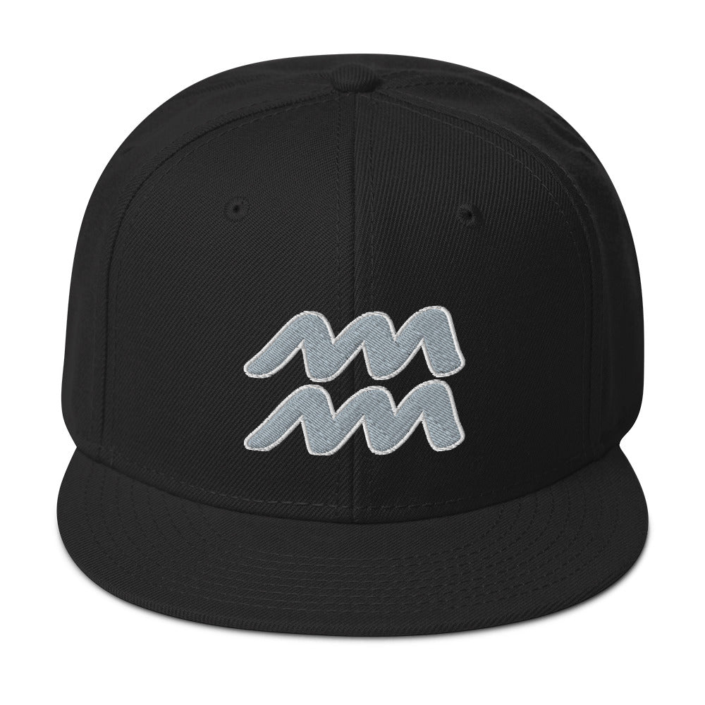 Zodiac Sign Aquarius Embroidered Flat Bill Cap embroidered snapback hat, product image 1
