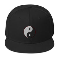 Yin and Yang Chinese Symbol Embroidered Flat Bill Cap embroidered snapback hat, product image 1