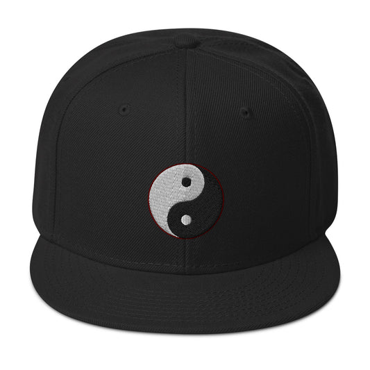 Yin and Yang Chinese Symbol Embroidered Flat Bill Cap embroidered snapback hat, product image 1
