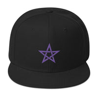 Purple Wiccan Woven Pentagram Symbol Embroidered Flat Bill Cap embroidered snapback hat, product image 4