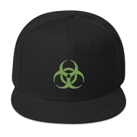 Green Bio Hazard Symbol Warning Sign Embroidered Flat Bill Cap embroidered snapback hat, product image 4