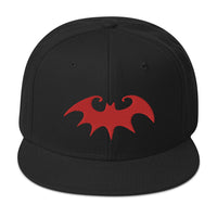 Whimsical Halloween Vampire Bat Embroidered Flat Bill Cap embroidered snapback hat, product image 4