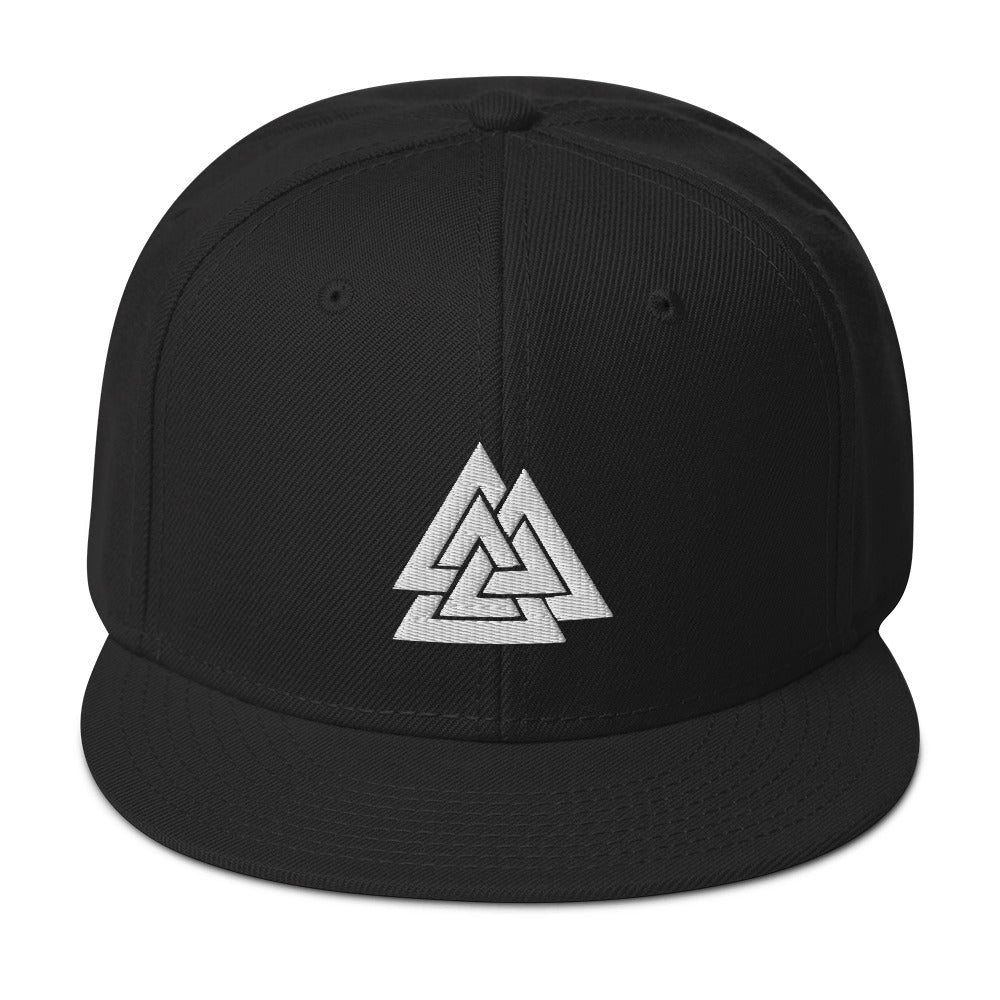 Viking Valknut Triangles of Power and Glory Embroidered Flat Bill Cap embroidered snapback hat, product image 4