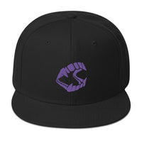 Purple Vampire Novelty Halloween Fangs Embroidered Flat Bill Cap embroidered snapback hat, product image 4