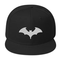 Vampire Bat Goth Style Halloween Embroidered Flat Bill Cap embroidered snapback hat, product image 4