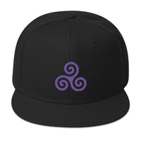 Purple Triskelion or Triskeles Spiral Embroidered Flat Bill Cap embroidered snapback hat, product image 3