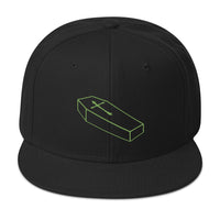 Green Toe Pincher Coffin with Cross Embroidered Flat Bill Cap embroidered snapback hat, product image 1