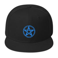 Blue Witching Hour Woven Pentagram Embroidered Flat Bill Cap embroidered snapback hat, product image 4