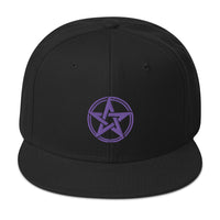 Purple Witching Hour Woven Pentagram Embroidered Flat Bill Cap embroidered snapback hat, product image 4