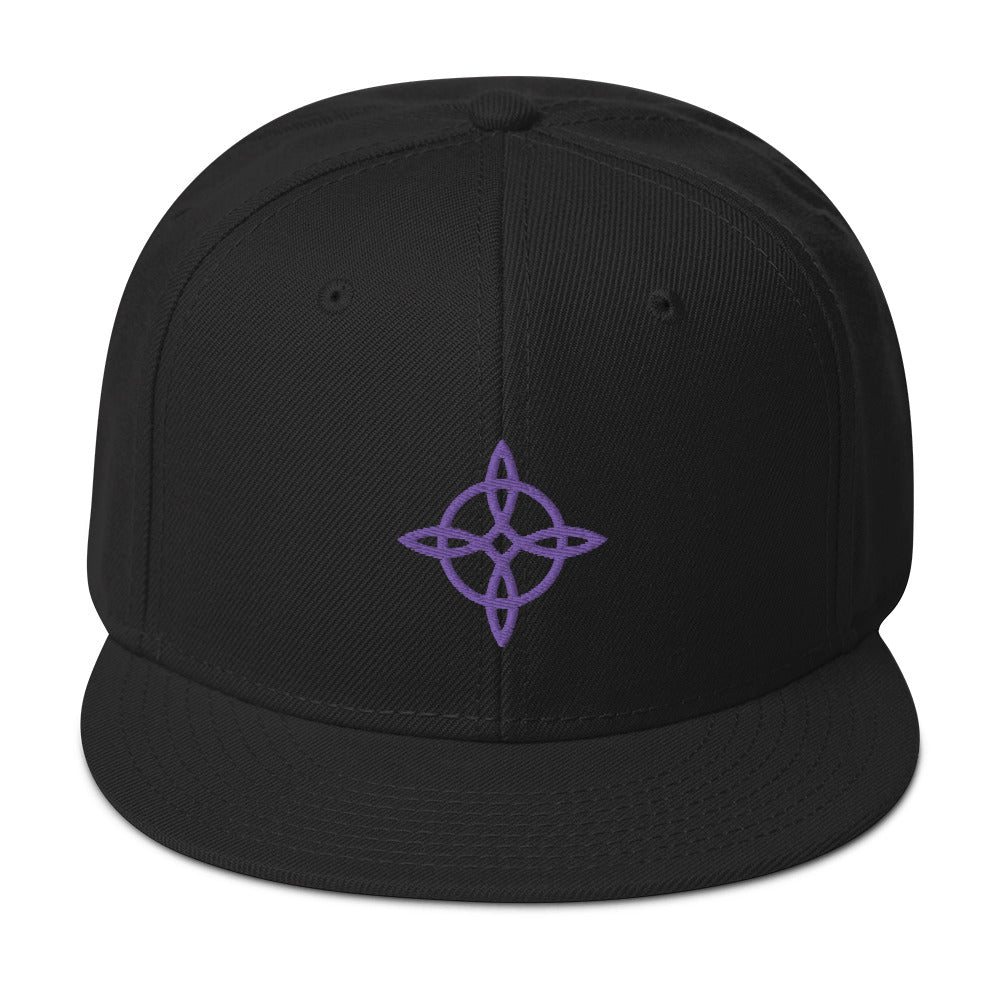 Purple Witches Knot Wicca Symbol Embroidered Flat Bill Cap embroidered snapback hat, product image 4