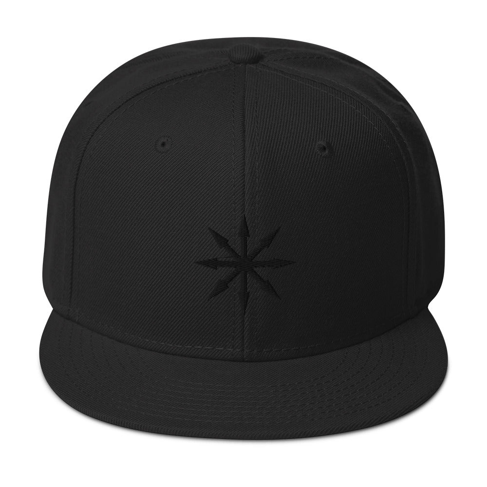 Black The Symbol of Chaos Embroidered Flat Bill Cap Snapback Hat